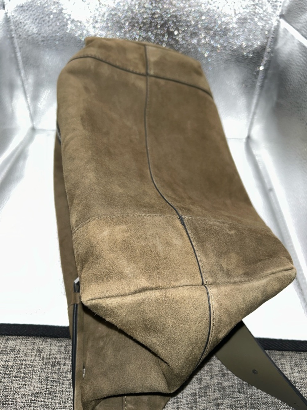 AllSAINTS Olive Vega Suede Shoulder Bag - Picture 6 of 15